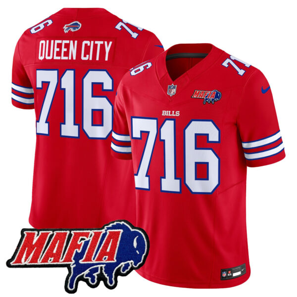 Buffalo Bills Queen City 716 2026 Bills Mafia Patch Vapor Limited Jersey - All Stitched - Red