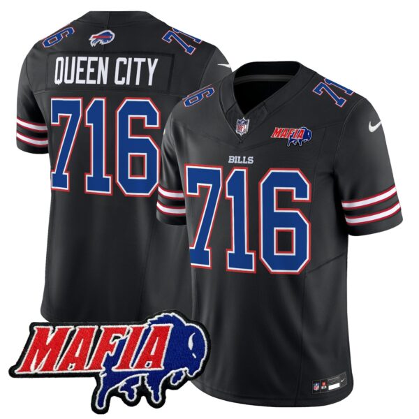 Buffalo Bills Queen City 716 2026 Bills Mafia Patch Vapor Limited Jersey - All Stitched - Black