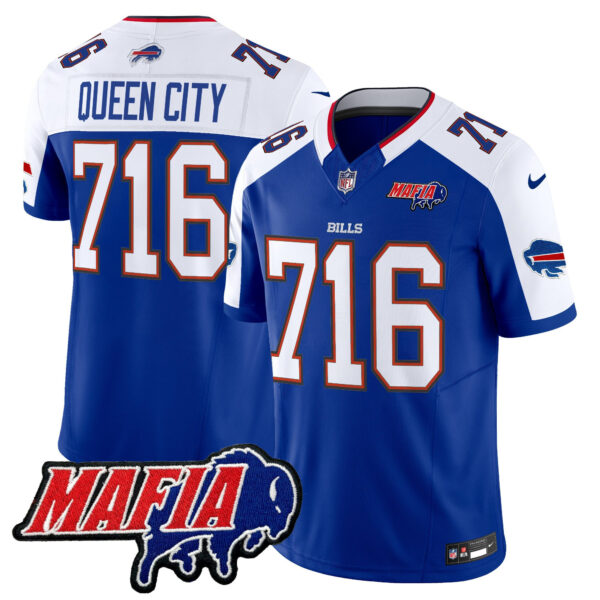 Buffalo Bills Queen City 716 2026 Bills Mafia Patch Vapor Limited Jersey - All Stitched - Royal Alternate