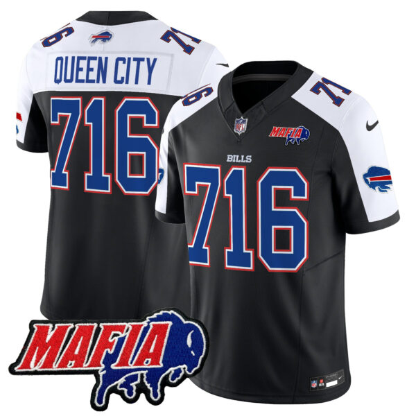 Buffalo Bills Queen City 716 2026 Bills Mafia Patch Vapor Limited Jersey - All Stitched - Black Alternate