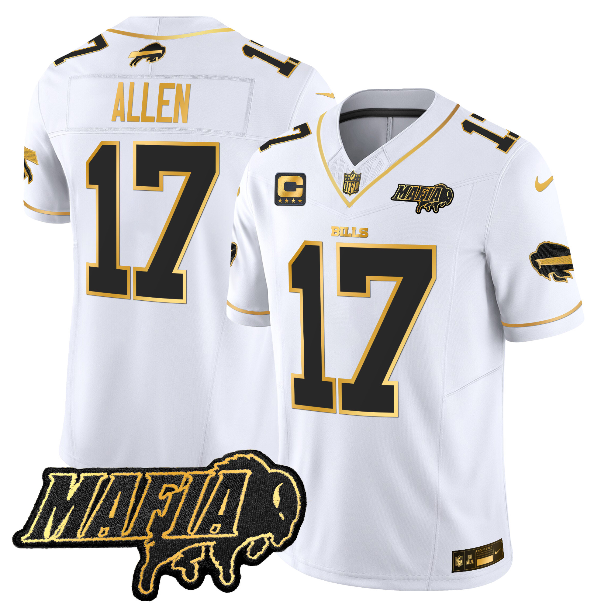 Buffalo Bills Josh Allen 2026 Bills Mafia Patch Vapor Limited Jersey - All Stitched - White Gold