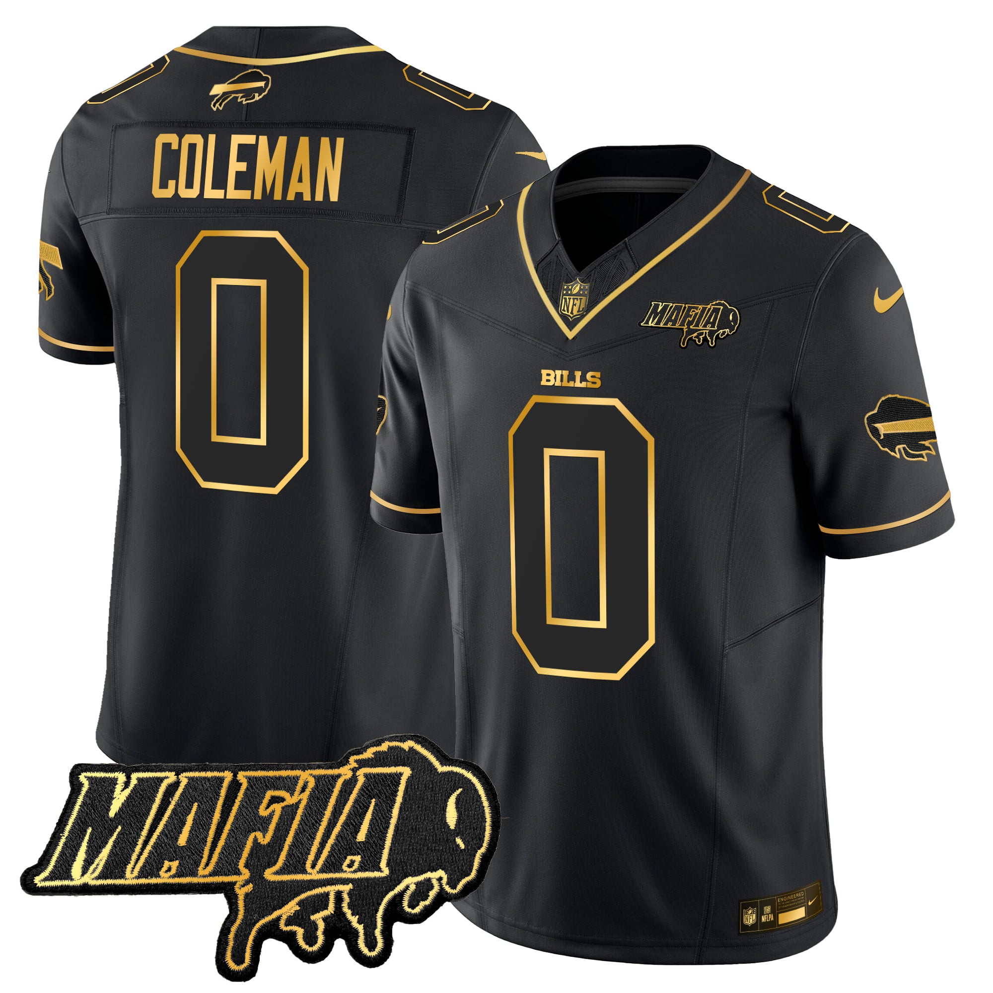 Buffalo Bills Keon Coleman 2026 Bills Mafia Patch Vapor Limited Jersey - All Stitched - Black Gold