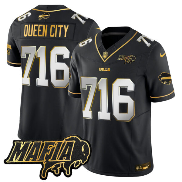 Buffalo Bills Queen City 716 2026 Bills Mafia Patch Vapor Limited Jersey - All Stitched - Black Limited