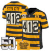 Pittsburgh Steelers Steel City 412 Bumblebee 50th Terrible Towel Patch Vapor Limited Jersey - All Stitched