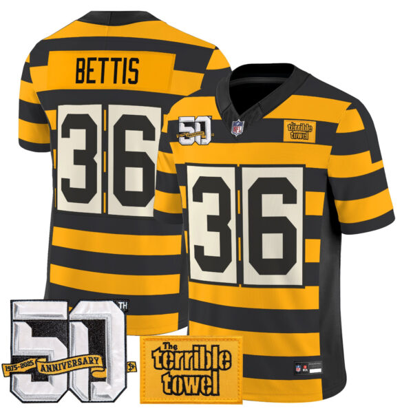 Pittsburgh Steelers Jerome Bettis Bumblebee 50th Terrible Towel Patch Vapor Limited Jersey - All Stitched