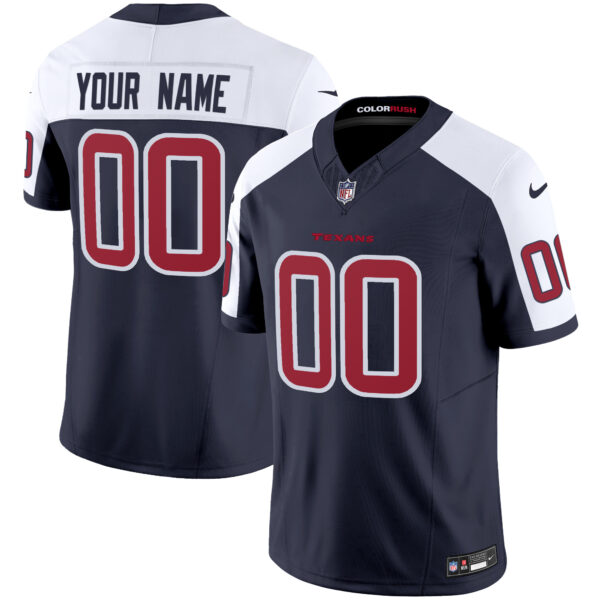 Houston Texans Color Rush Legend Vapor Custom Jersey - All Stitched - Navy Alternate