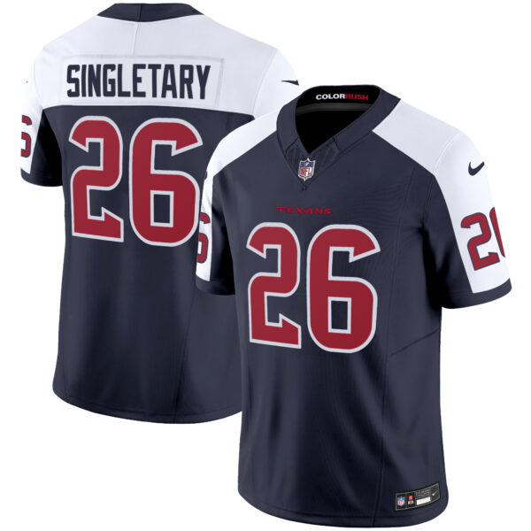Houston Texans Devin Singletary Color Rush Legend Vapor Jersey - All Stitched - Navy Alternate