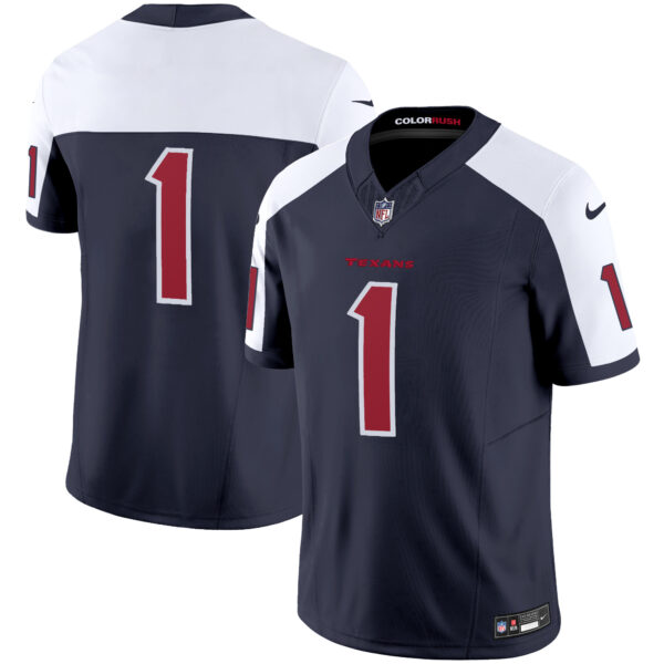Houston Texans #1 Team Color Rush Legend Vapor Jersey - All Stitched - Navy Alternate