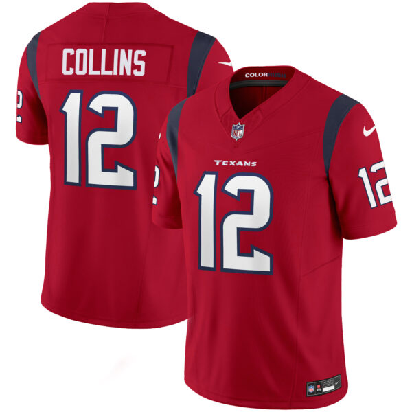 Houston Texans Nico Collins Color Rush Legend Vapor Jersey - All Stitched - Red