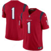 Houston Texans #1 Team Color Rush Legend Vapor Jersey - All Stitched - Red