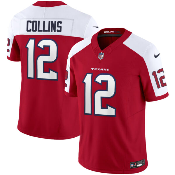 Houston Texans Nico Collins Color Rush Legend Vapor Jersey - All Stitched - Red Alternate