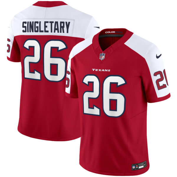 Houston Texans Devin Singletary Color Rush Legend Vapor Jersey - All Stitched - Red Alternate