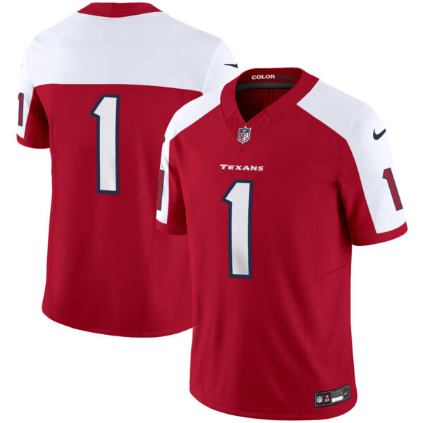 Houston Texans #1 Team Color Rush Legend Vapor Jersey - All Stitched - Red Alternate