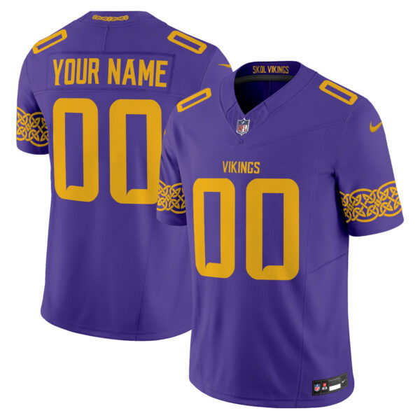 Minnesota Vikings Nordic Pattern Vapor Limited Custom Jersey - All Stitched - Purple