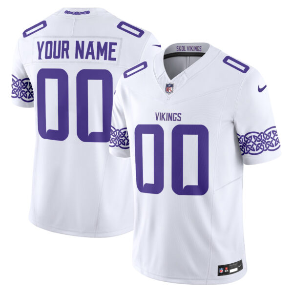 Minnesota Vikings Nordic Pattern Vapor Limited Custom Jersey - All Stitched - White