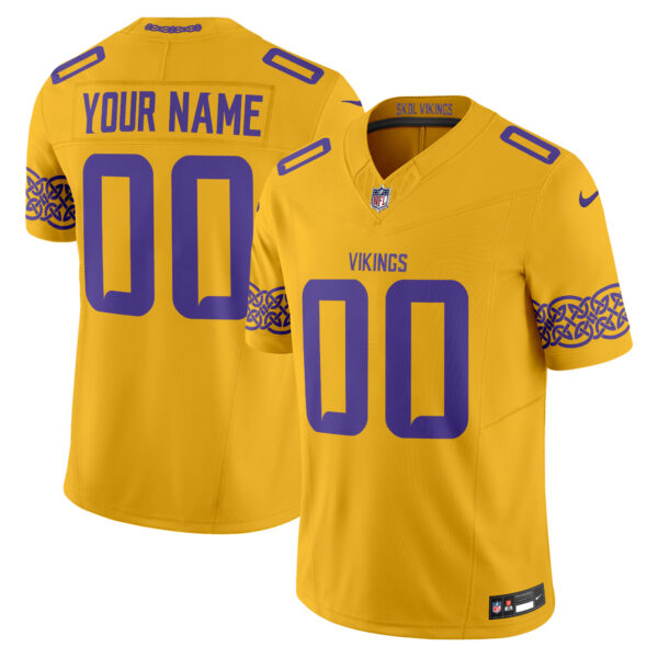 Minnesota Vikings Nordic Pattern Vapor Limited Custom Jersey - All Stitched - Gold