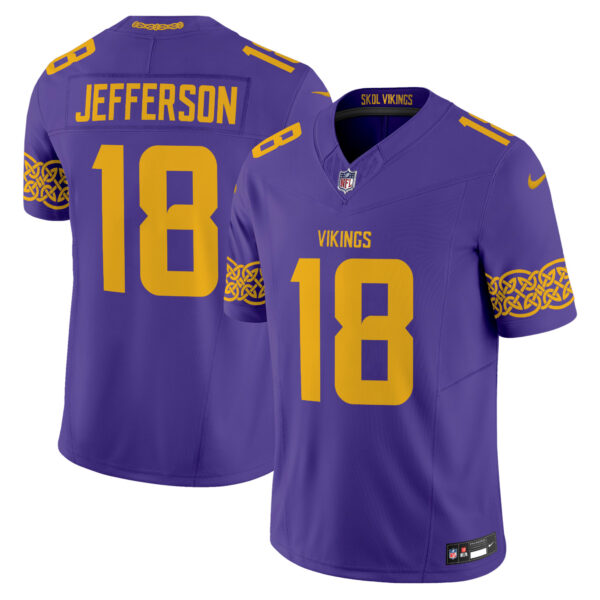 Minnesota Vikings Justin Jefferson Nordic Pattern Vapor Limited Jersey - All Stitched - Purple