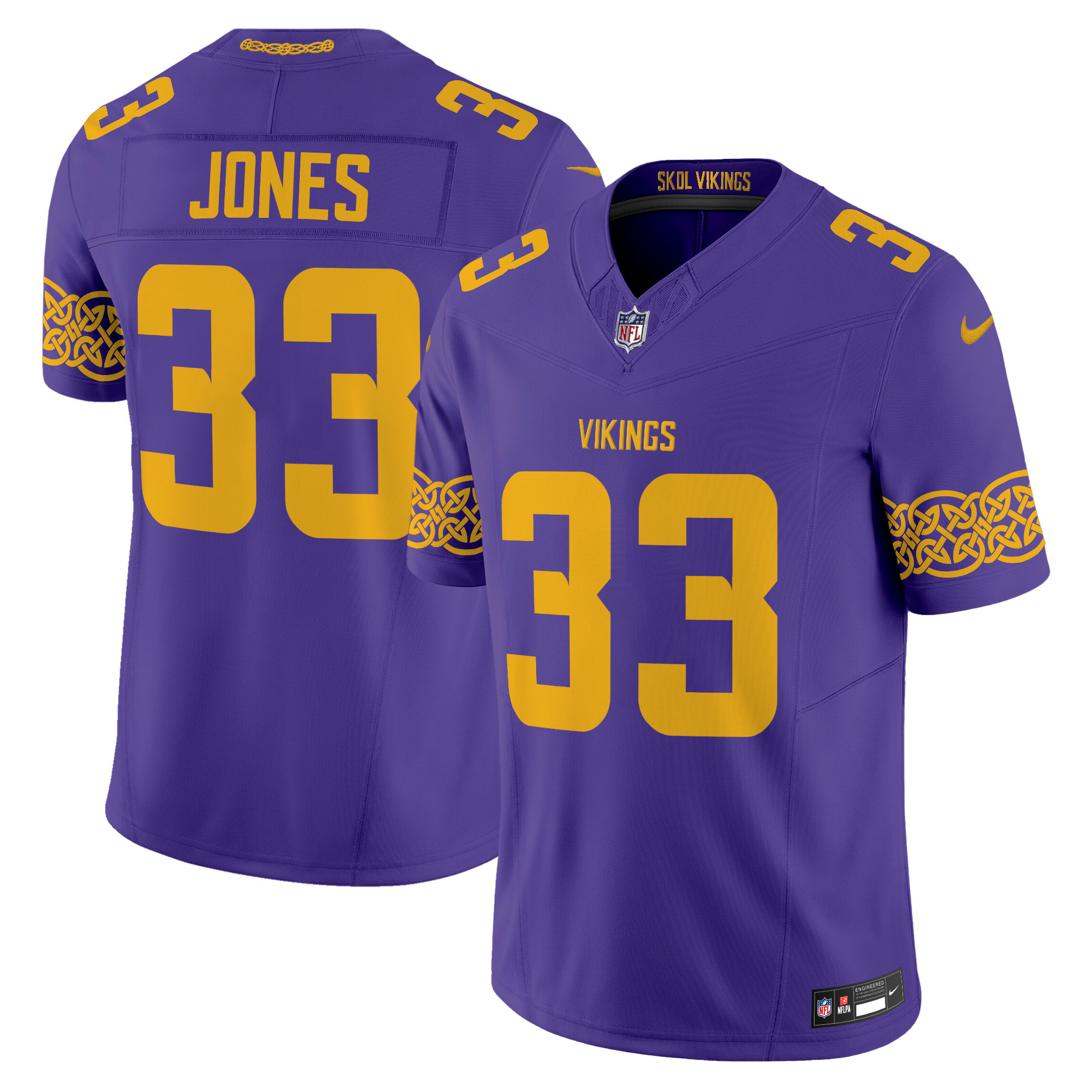 Minnesota Vikings Aaron Jones Nordic Pattern Vapor Limited Jersey - All Stitched - Purple