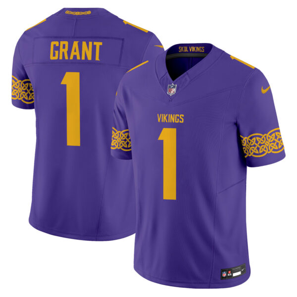 Minnesota Vikings Bud Grant Nordic Pattern Vapor Limited Jersey - All Stitched - Purple