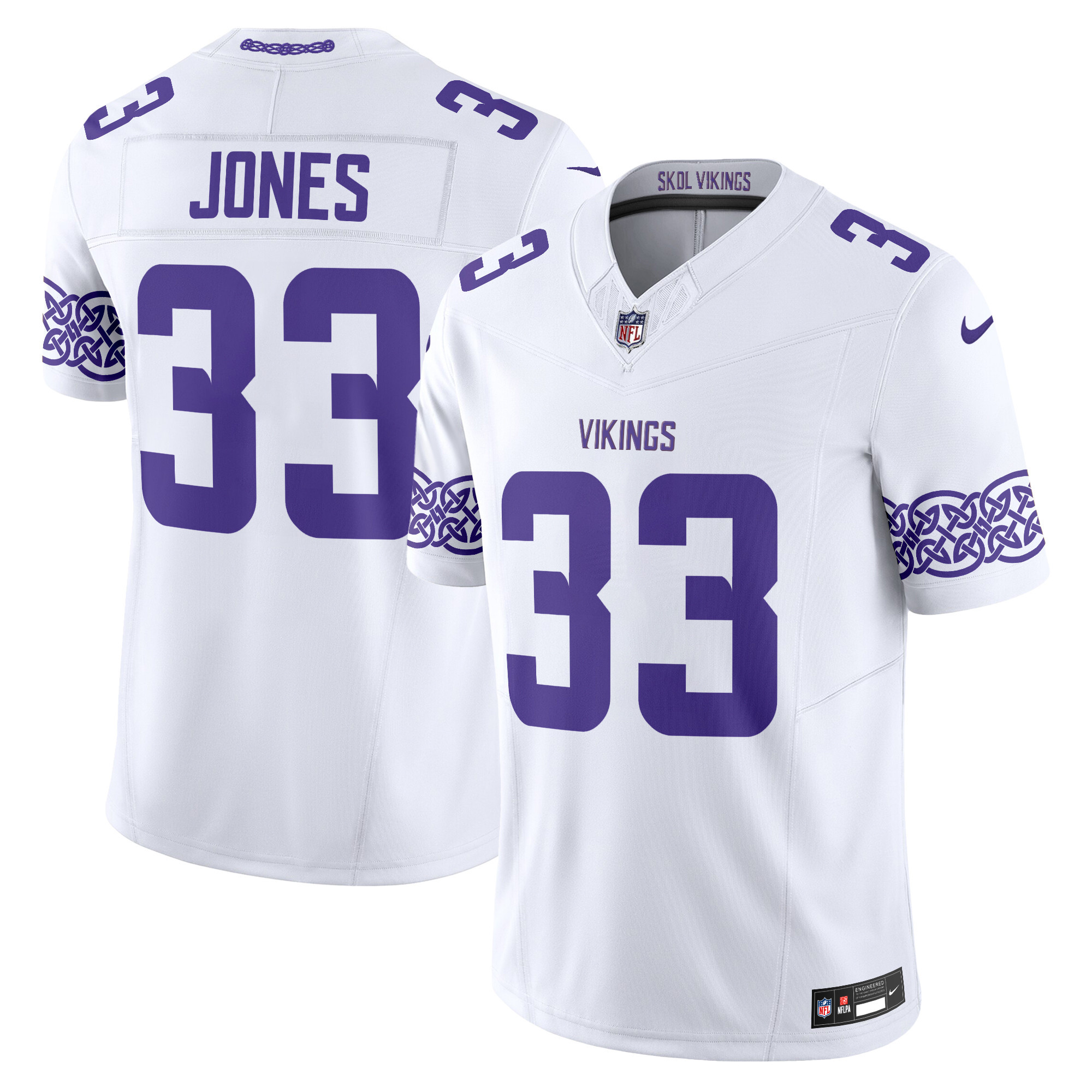 Minnesota Vikings Aaron Jones Nordic Pattern Vapor Limited Jersey - All Stitched - White