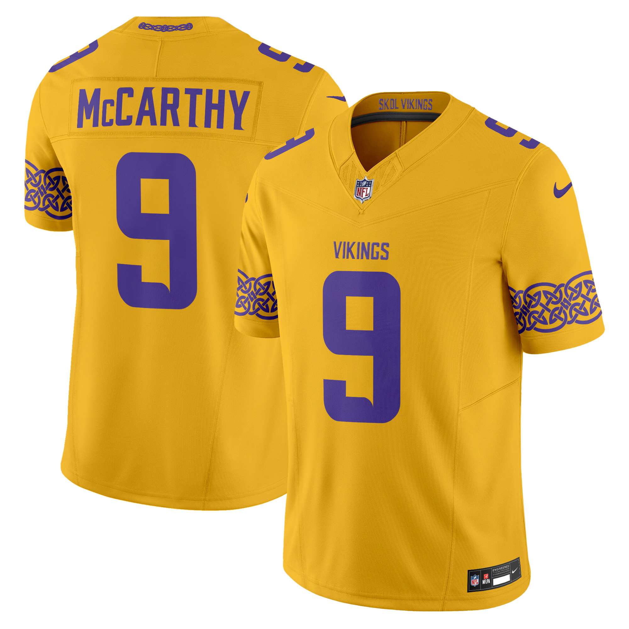 Minnesota Vikings J.J. McCarthy Nordic Pattern Vapor Limited Jersey - All Stitched - Gold