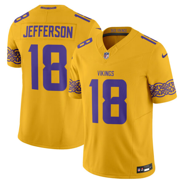 Minnesota Vikings Justin Jefferson Nordic Pattern Vapor Limited Jersey - All Stitched - Gold