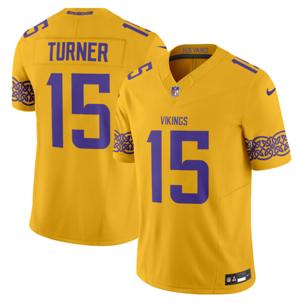 Minnesota Vikings Dallas Turner Nordic Pattern Vapor Limited Jersey - All Stitched - Gold