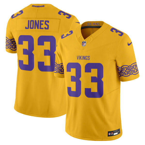 Minnesota Vikings Aaron Jones Nordic Pattern Vapor Limited Jersey - All Stitched - Gold