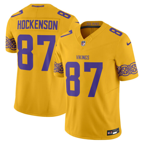 Minnesota Vikings T.J. Hockenson Nordic Pattern Vapor Limited Jersey - All Stitched - Gold