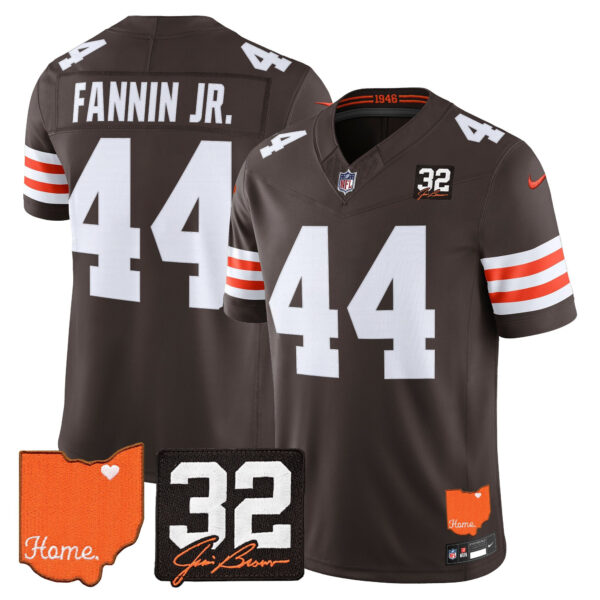Cleveland Browns Harold Fannin Jr. 2026 Jim Brown Memorial & Home Patch Vapor Limited Jersey - All Stitched - Brown
