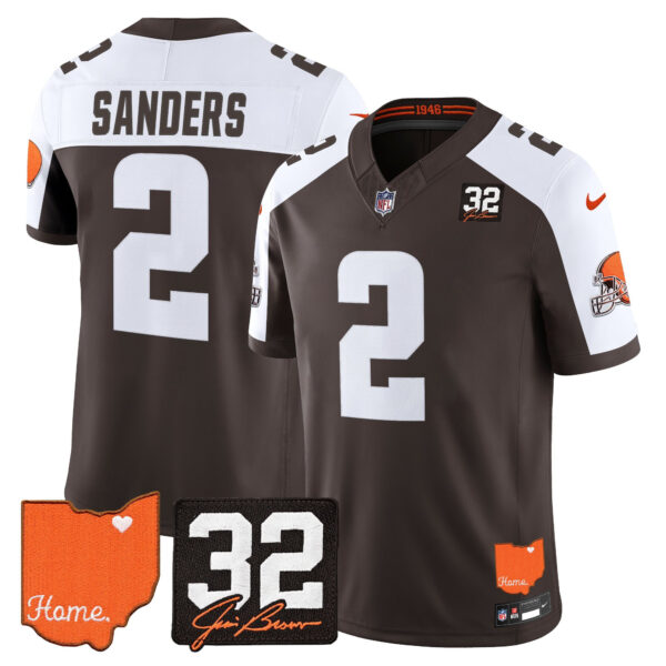 Cleveland Browns Shedeur Sanders 2026 Jim Brown Memorial & Home Patch Vapor Limited Jersey - All Stitched - Alternate