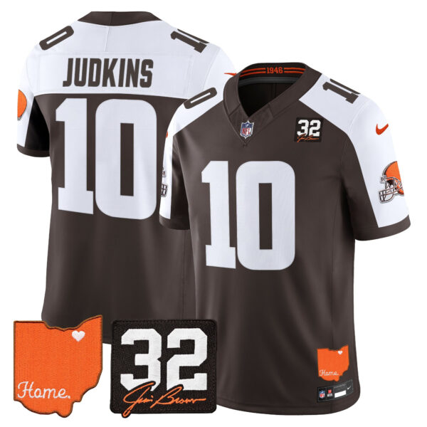 Cleveland Browns Quinshon Judkins 2026 Jim Brown Memorial & Home Patch Vapor Limited Jersey - All Stitched - Alternate