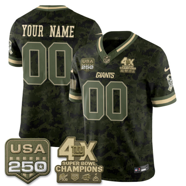 New York Giants 2026 Salute To Service Vapor Custom Jersey - All Stitched - Camo