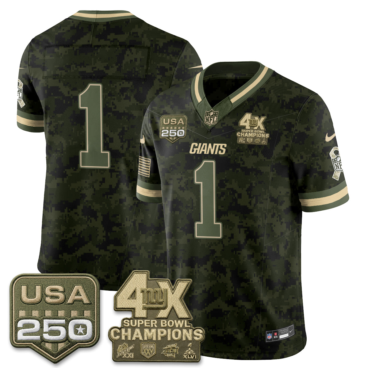 New York Giants Team 2026 Salute To Service Vapor Jersey - All Stitched - Camo