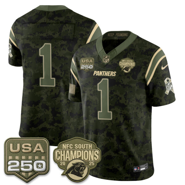 Carolina Panthers Team 2026 Salute To Service Edition Vapor Jersey - All Stitched - Camo