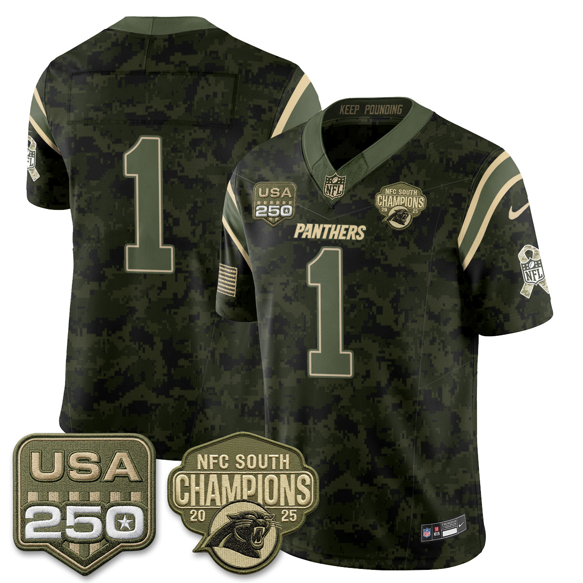 Carolina Panthers Team 2026 Salute To Service Edition Vapor Jersey - All Stitched - Camo