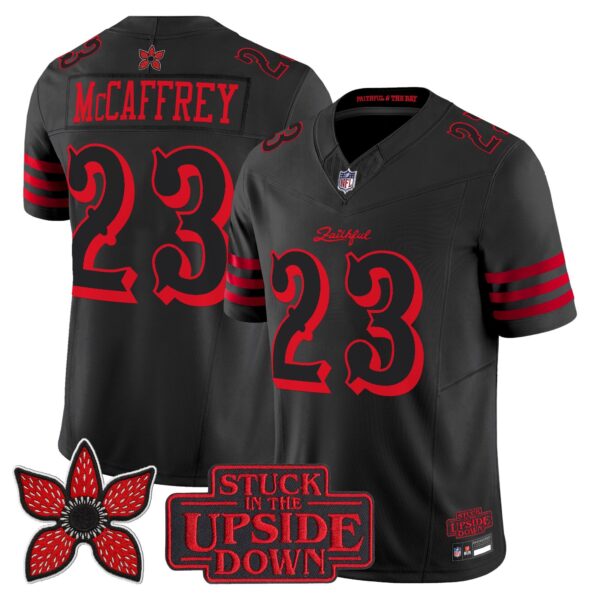 San Francisco 49ers Christian McCaffrey Stranger Things Edition Vapor Limited Jersey - All Stitched