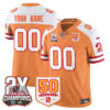Tampa Bay Buccaneers 2-Time Champions Patch Throwback Vapor Limited Custom Jersey - All Stitched - Creamsicle Alternate