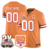 Tampa Bay Buccaneers 2-Time Champions Patch Throwback Vapor Limited Custom Jersey - All Stitched - Creamsicle