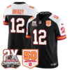 Tampa Bay Buccaneers Tom Brady 2-Time Champions Patch Throwback Vapor Limited Jersey - All Stitched - Black Alternate