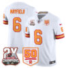Tampa Bay Buccaneers Baker Mayfield 2-Time Champions Patch Throwback Vapor Limited Jersey - All Stitched - White
