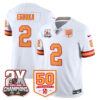 Tampa Bay Buccaneers Emeka Egbuka 2-Time Champions Patch Throwback Vapor Limited Jersey - All Stitched - White