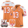 Tampa Bay Buccaneers Mike Evans 2-Time Champions Patch Throwback Vapor Limited Jersey - All Stitched - Creamsicle Alternate