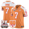 Tampa Bay Buccaneers Bucky Irving 2-Time Champions Patch Throwback Vapor Limited Jersey - All Stitched - Creamsicle Alternate