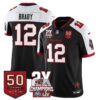 Tampa Bay Buccaneers Tom Brady 2-Time Champions Patch Vapor Limited Jersey - All Stitched - Black Alternate