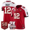Tampa Bay Buccaneers Tom Brady 2-Time Champions Patch Vapor Limited Jersey - All Stitched - Red Alternate