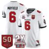 Tampa Bay Buccaneers Baker Mayfield 2-Time Champions Patch Vapor Limited Jersey - All Stitched - White