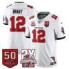 Tampa Bay Buccaneers Tom Brady 2-Time Champions Patch Vapor Limited Jersey - All Stitched - White