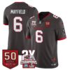 Tampa Bay Buccaneers Baker Mayfield 2-Time Champions Patch Vapor Limited Jersey - All Stitched - Pewter