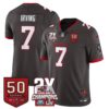 Tampa Bay Buccaneers Bucky Irving 2-Time Champions Patch Vapor Limited Jersey - All Stitched - Pewter